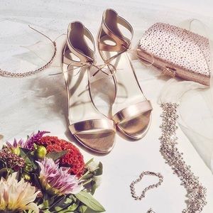 Metallic Ankle-Tied Sandals